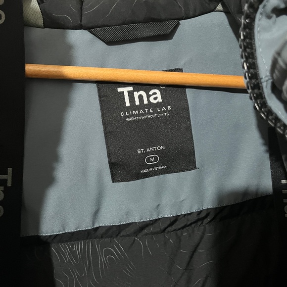 Women’s Aritzia TNA St. Anton Powder Parka Long Puffer Jacket Blue Sz. M - Picture 9 of 11